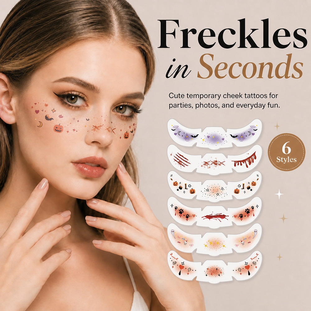 ✨ Temporary Freckle Face Tattoos – 6 Themed Styles for Every Mood