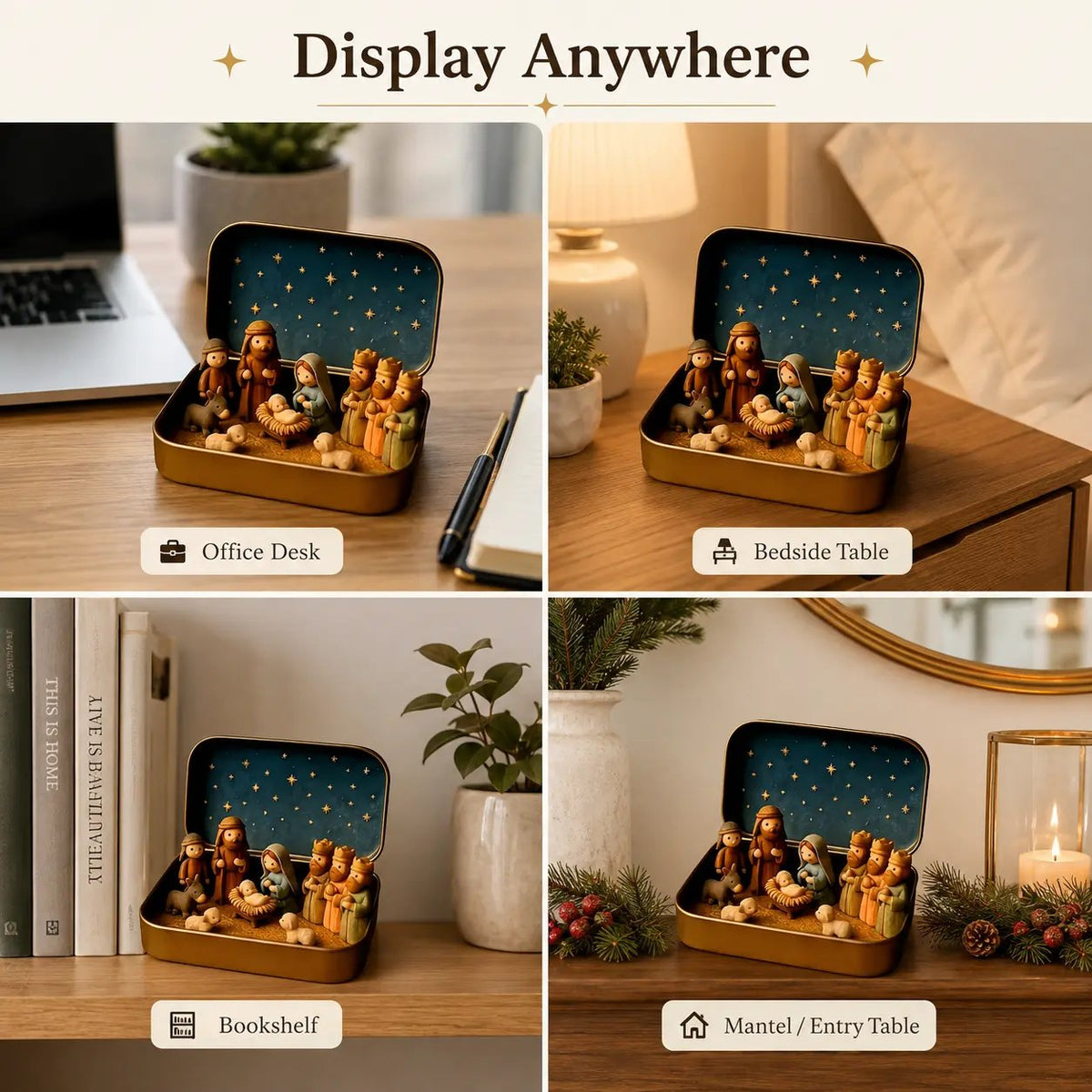 ✝️ Mini Nativity Scene Keepsake Tin — Pocket-Sized Christmas Holy Family Set