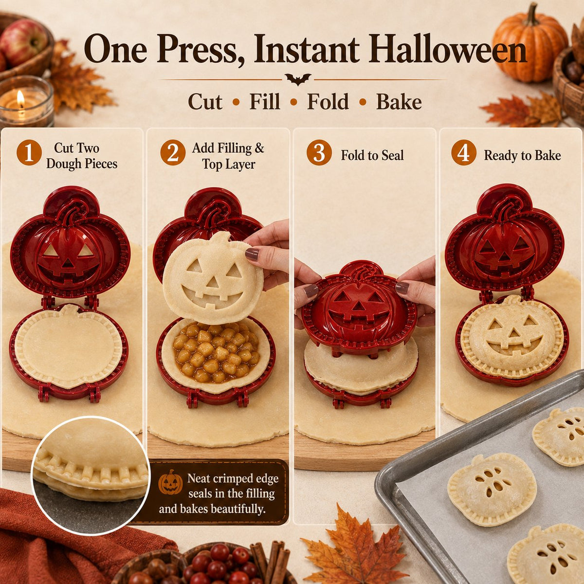 🎃 8-piece set of moulds for small Halloween tarts