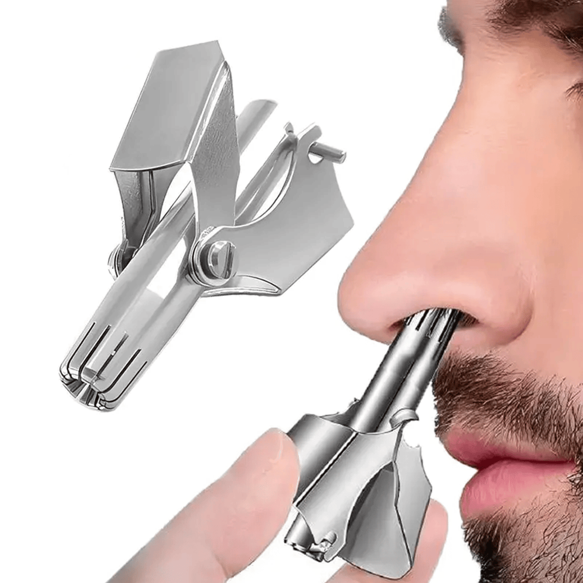 👃Manual Nose Hair Trimmer – No Battery Compact Personal Grooming Tool