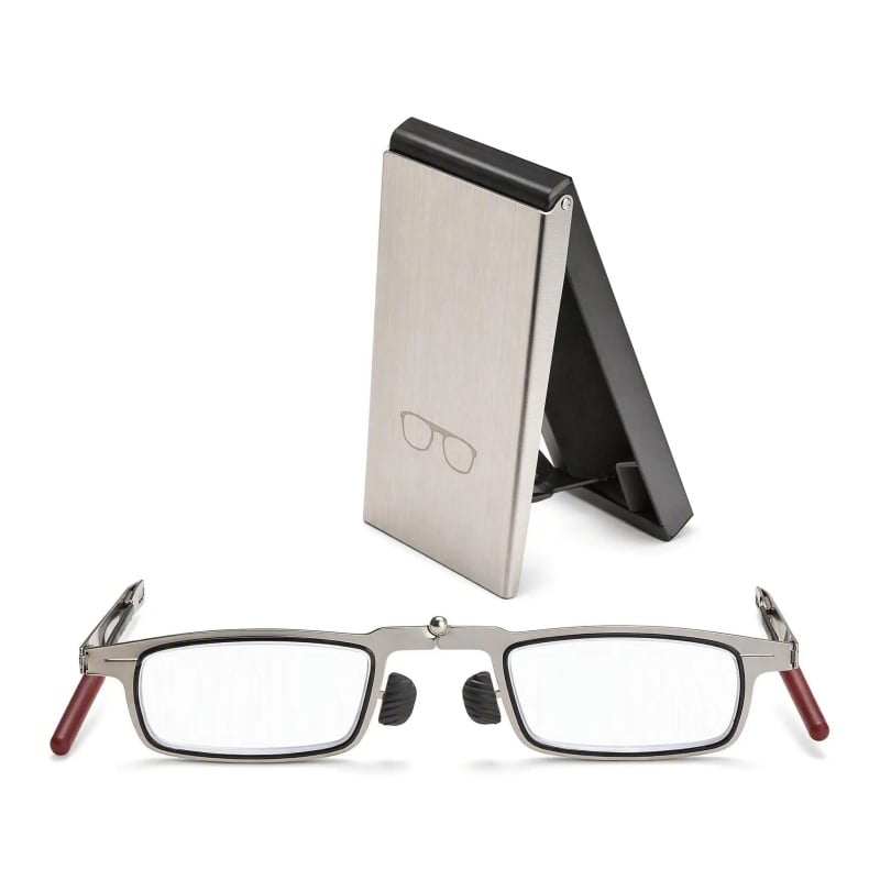 Pocket-sized folding reading glasses