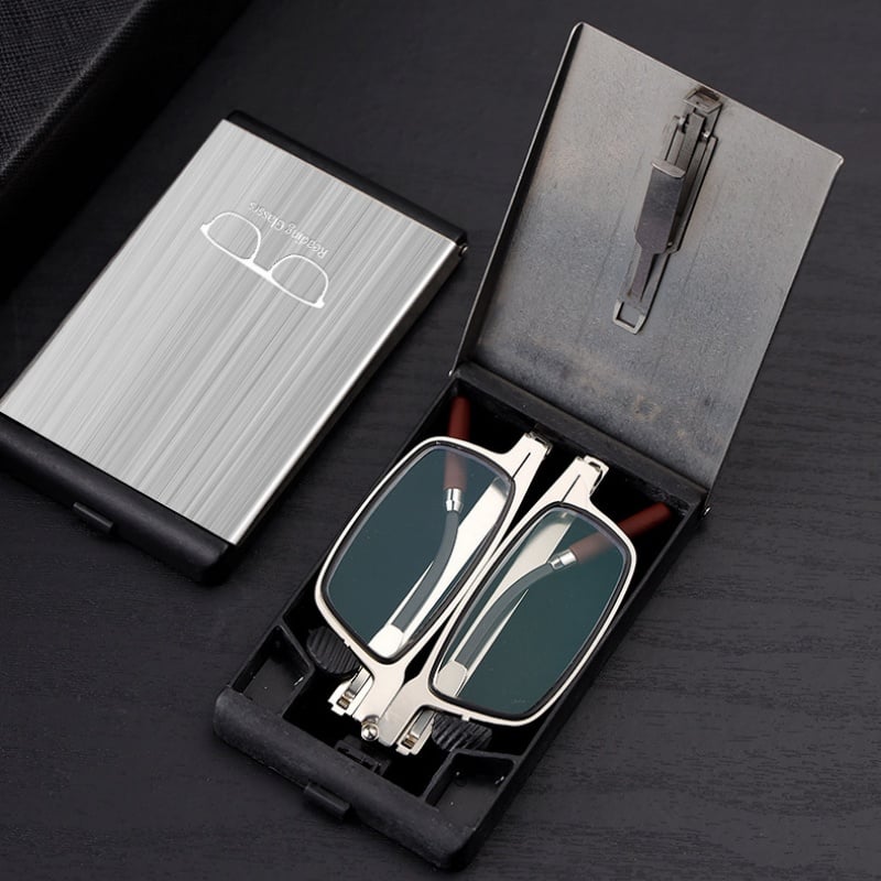 Pocket-sized folding reading glasses