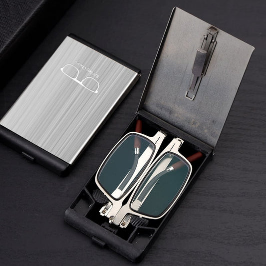 Pocket-sized folding reading glasses
