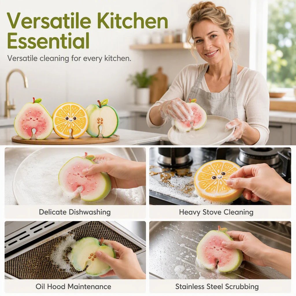 🔥🥗✨Cute fruit-shaped dishwashing sponge brush🧴🍲