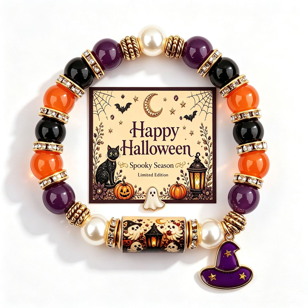 👻Limited Edition 2026 Halloween Black Cat Pumpkin Beaded Bracelet Gift Set🎁