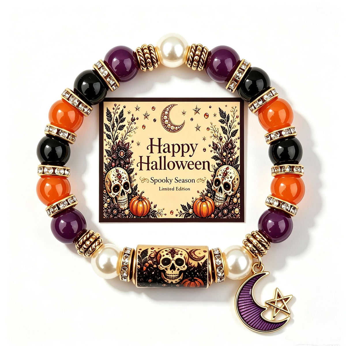 👻Limited Edition 2026 Halloween Black Cat Pumpkin Beaded Bracelet Gift Set🎁