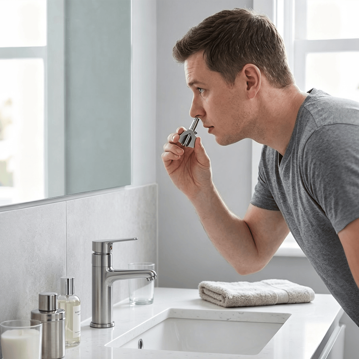 👃Manual Nose Hair Trimmer – No Battery Compact Personal Grooming Tool