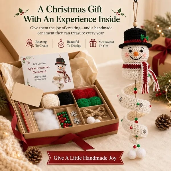 ☃️Last day of the 50% discount – Get started on crocheting a spiral-shaped snowman