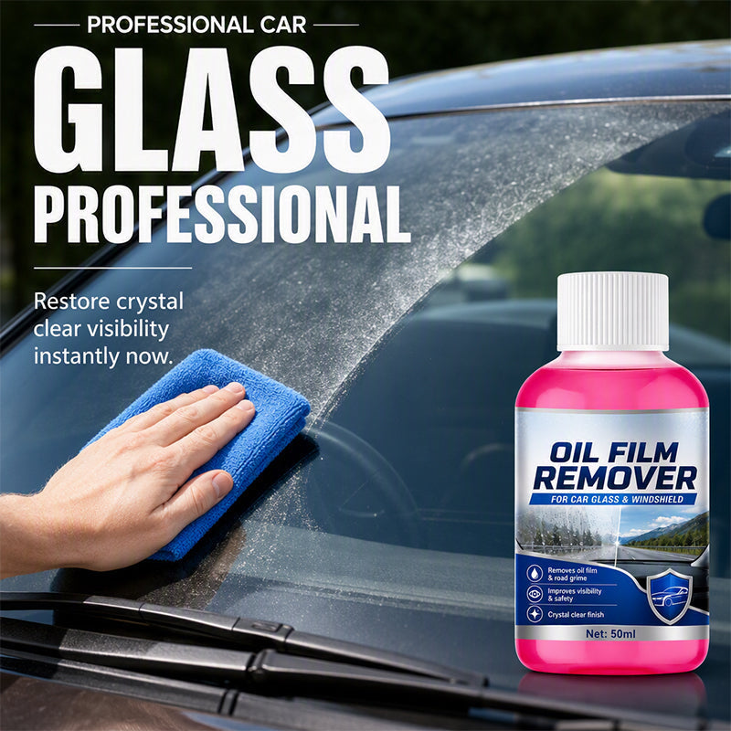 🚗💎 50% off! Glass oil film remover – 🧽 removes stubborn oil and grime, 💧 improves visibility and safety!