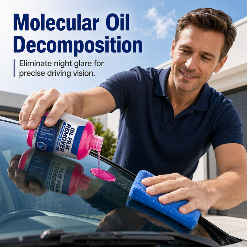 🚗💎 50% off! Glass oil film remover – 🧽 removes stubborn oil and grime, 💧 improves visibility and safety!