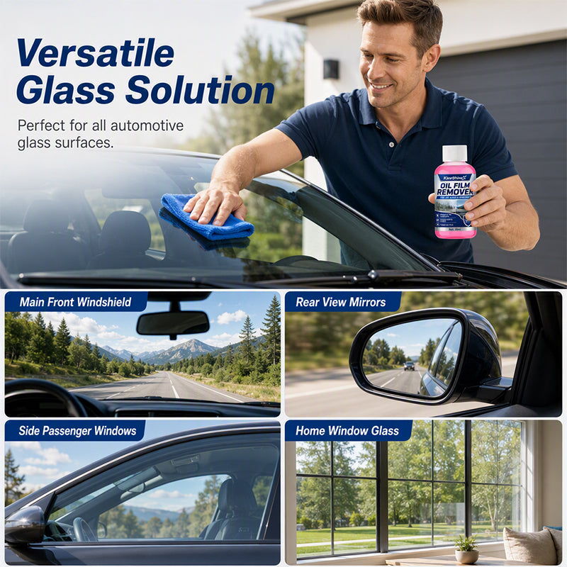 🚗💎 50% off! Glass oil film remover – 🧽 removes stubborn oil and grime, 💧 improves visibility and safety!