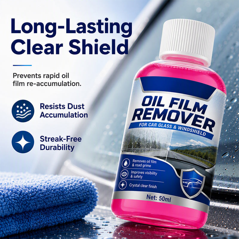 🚗💎 50% off! Glass oil film remover – 🧽 removes stubborn oil and grime, 💧 improves visibility and safety!