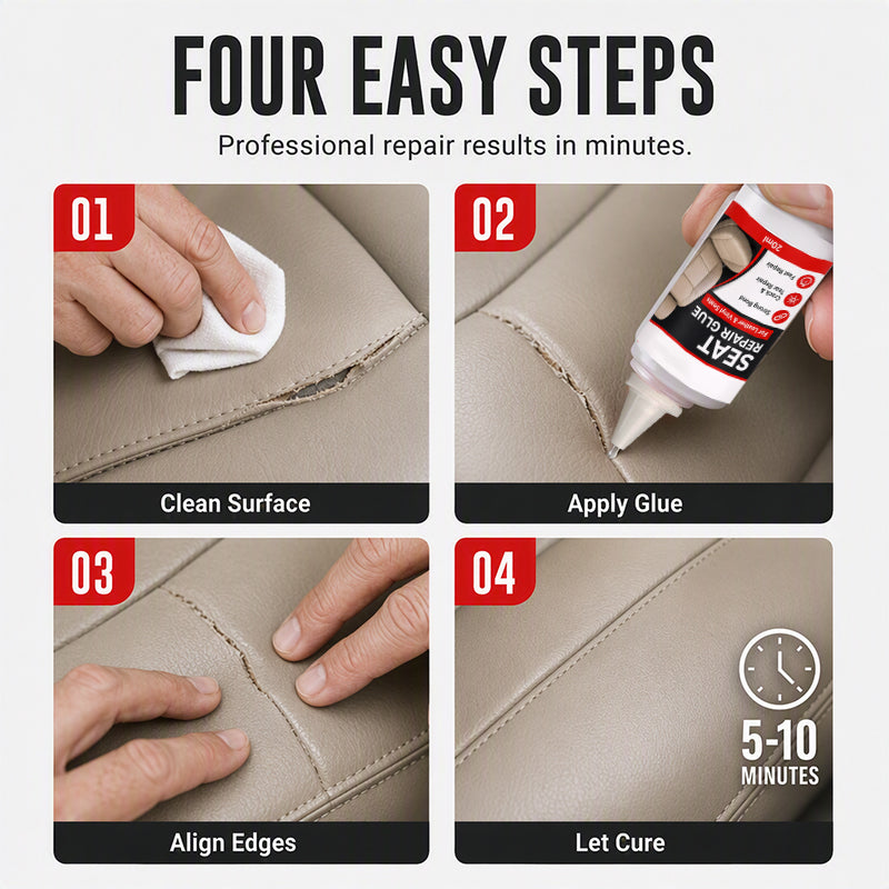 🚗 50 % DISCOUNT! Repair cracked leather quickly – quick-drying precision adhesive for car seats, sofas and vinyl