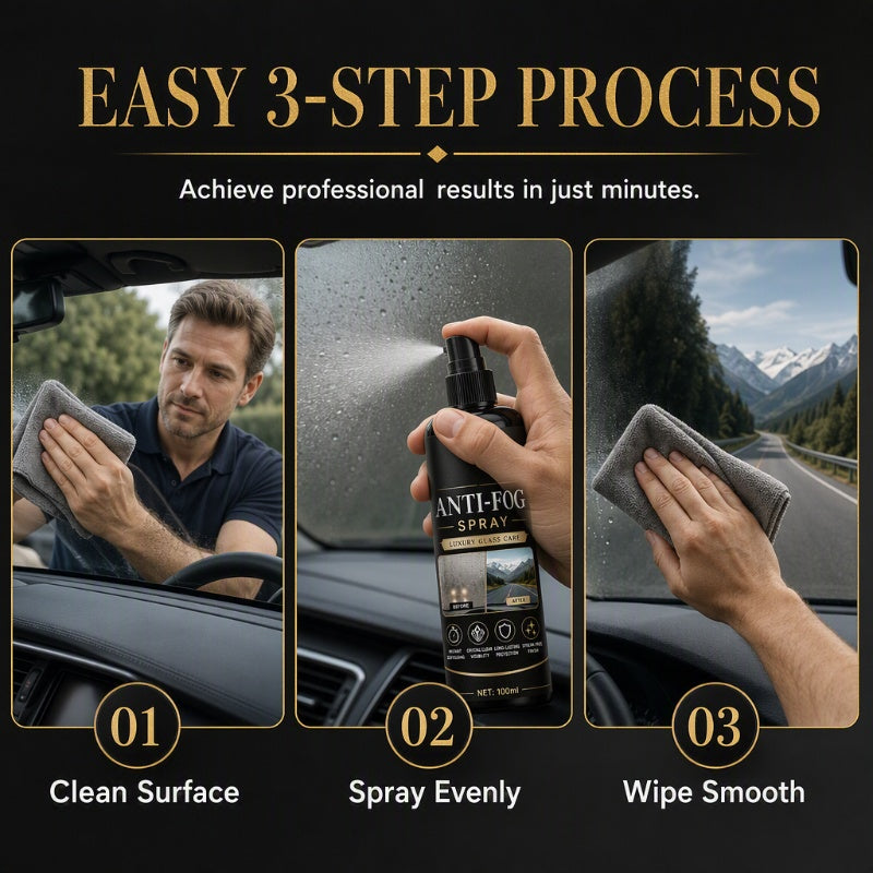 🚗Enjoy 50% off now! Car Window Anti-Fog Spray - Long-lasting (24-hour) streak-free anti-fog spray that instantly provides clear visibility on windshields, rearview mirrors, and all vehicle glass surfaces.