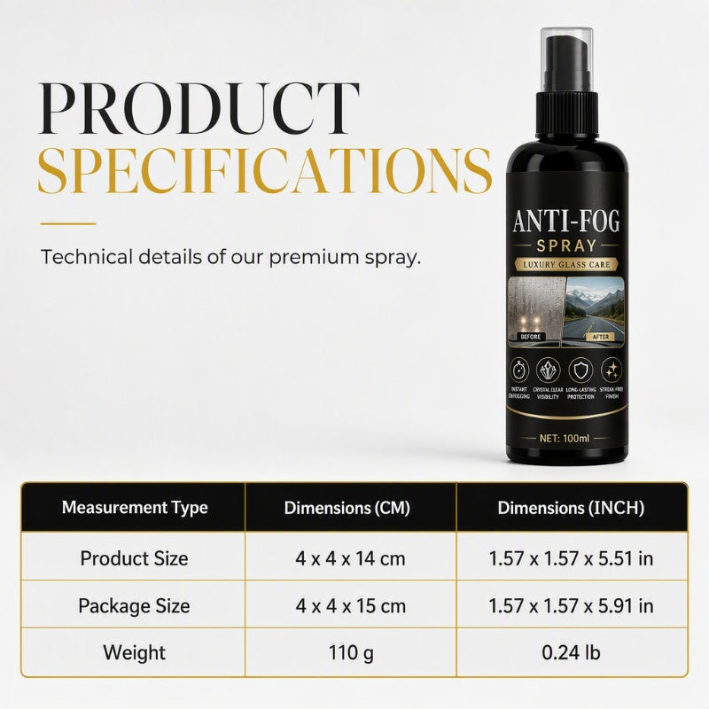 🚗Enjoy 50% off now! Car Window Anti-Fog Spray - Long-lasting (24-hour) streak-free anti-fog spray that instantly provides clear visibility on windshields, rearview mirrors, and all vehicle glass surfaces.